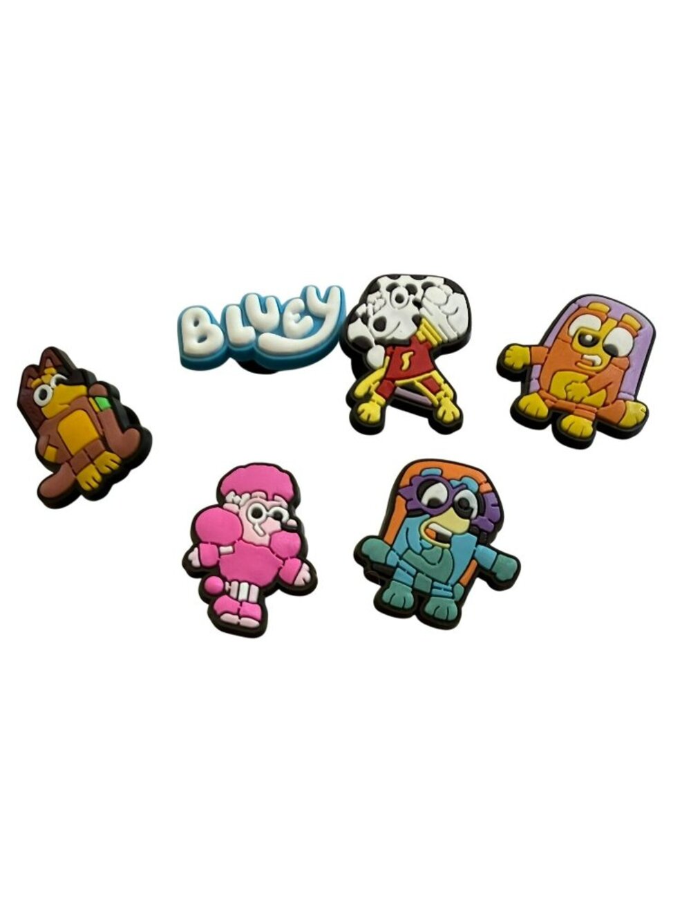 Bluey-Themed Rubber Shoe Charms Set Of 6 Cartoon Characters For Kids Shoes Fun &